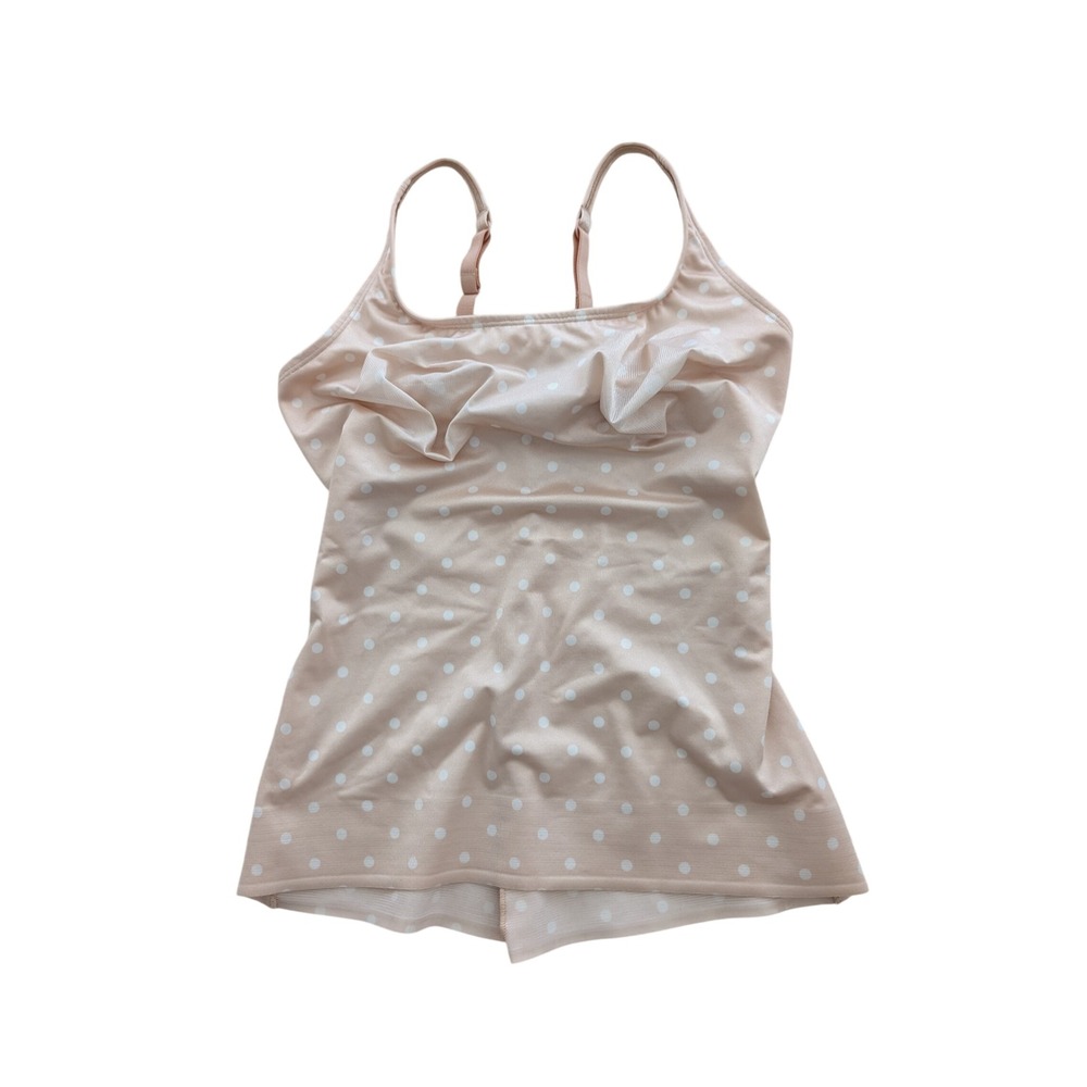 Ruby Ribbon Pink Polka Dot Ruffle Cami Shapewear Camisole Size 36 4417